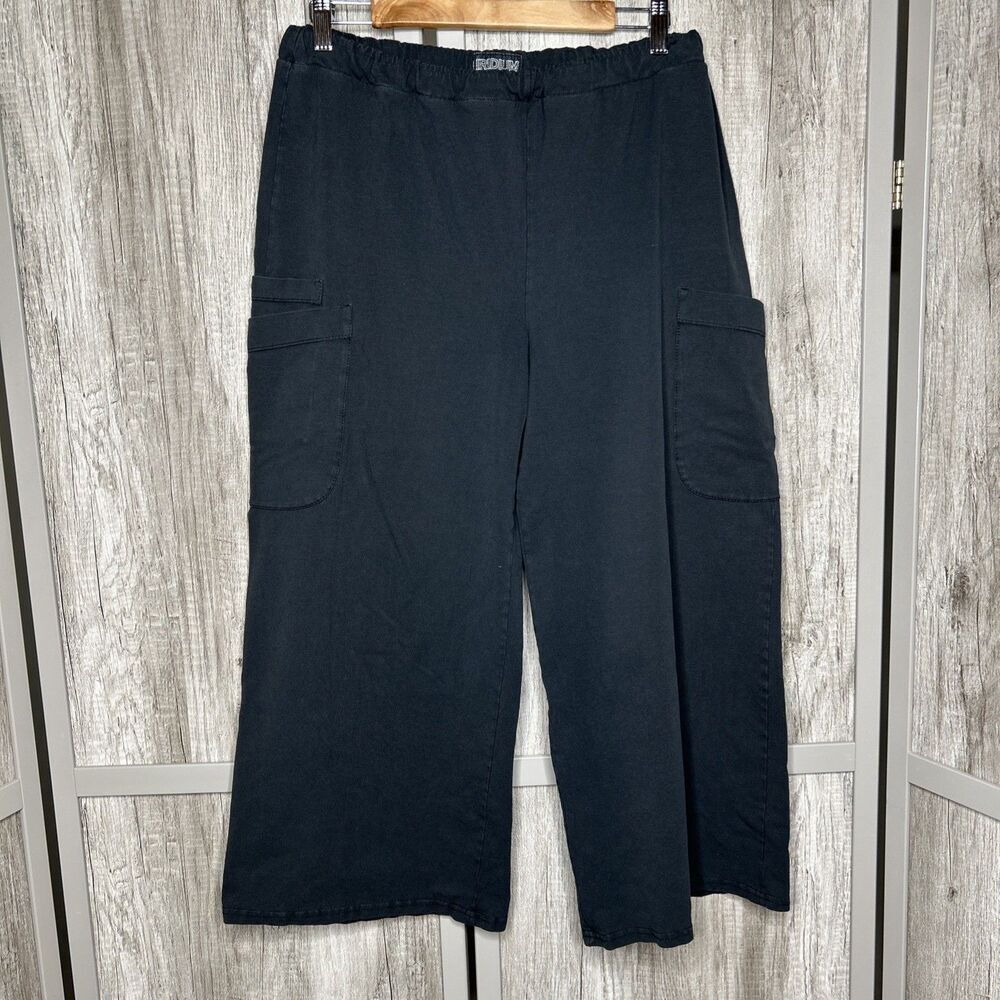 Iridium Pants Wide Leg Oversized Pockets Pull On Black Color Size M